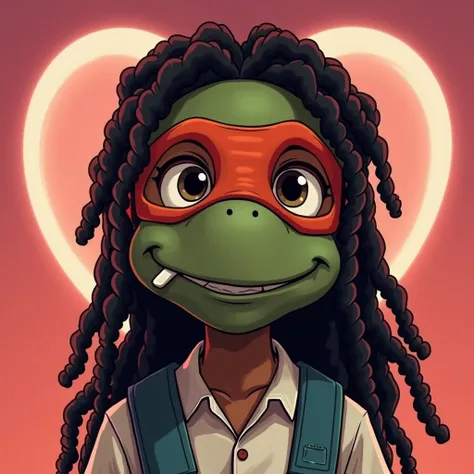 I want a guy cartoon cover art with:

1. Turtle mask (not a nose mask) – like Osimhen's


2. Forehead-length black dreadlocks


3. Song title: "Baby Yo"


4. Artist name: "Tovanni"


5. Romantic background