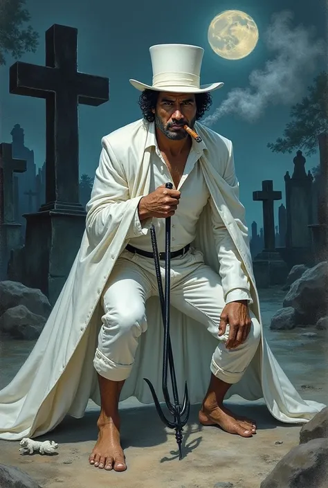  Realistic watercolor style image of a male spiritual entity , What a mature Spanish man looks like, Endomorph body a white top hat short black curly hair wearing an ancient Dracula cape big black all-white, Long crawling on the floor and gold and wearing ...