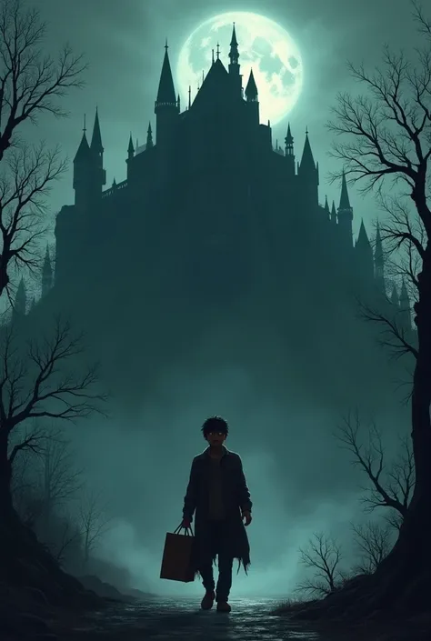 Frightened Indian delivery boy under Dracula's castle