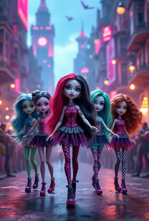 Monster High dolls parading