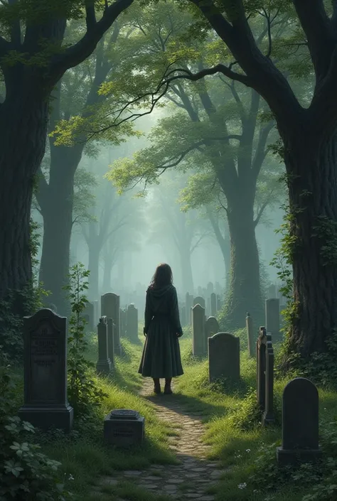 A person visiting a cemetery 