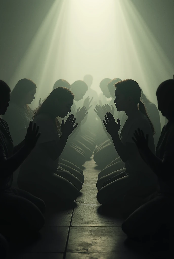 An image with kneeling people praying

