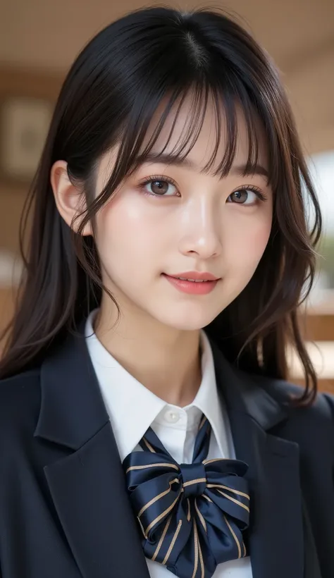 8k, Supernatural , top quality, masterpiece,rule of thirds,golden ratio, surreal, photos, one woman,( girl:1.3), cute, cute顔, Beautiful Eyes in Every Detail , 細かく Details, mature woman, princess,full body,smile, black hair,Messy hair,ID photo, luxurio...