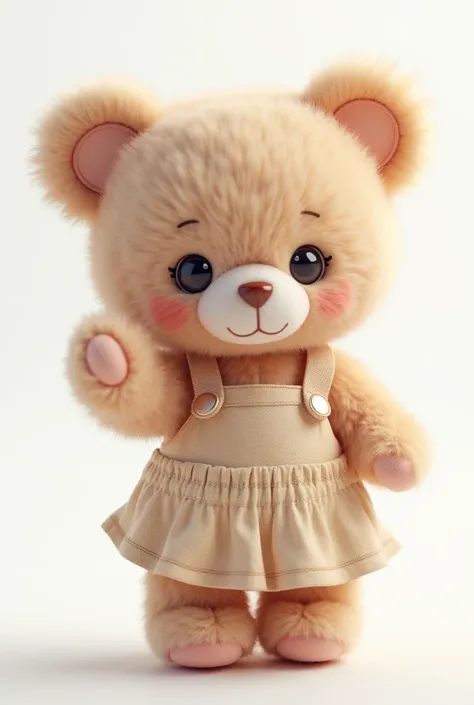  Ultra realistic and detailed cute teddy bear feminin in 4k. Textured with fourrure douce. Avec des vêtements d'été ,. With Whrite background. 