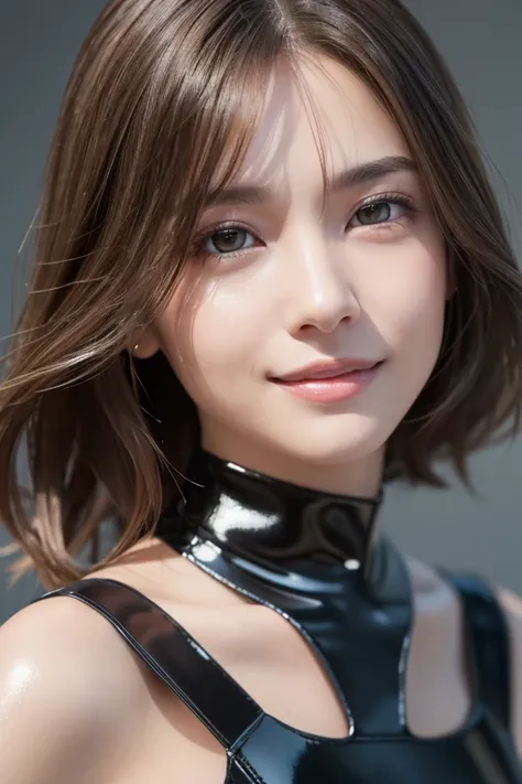 ((Best Quality, Realistic, 8k, High resolution)), Face close-up、One girl, (Skin Dentition), (Professional Lighting), ( (short hair:1), ((looking at viewer:1.5)), Perfect Proportions, (bokeh), Calves are plump and muscular, Bending Geometry, Very detailed s...