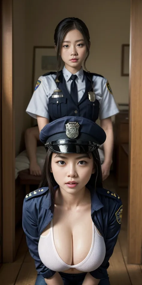  The greatest masterpiece of  、 Masterpiece, Beautiful Police Officer 25 Years Old   、 Combat Uniform、 ブロンド、 、Police Boots、 Ultimate beauty 、 big breasted、 big breasted、  Carefully Composed Composition  、 Police Uniforms Carefully Sewn from the Viewers' Pe...