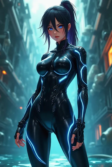 Anime style woman with wetsuit 