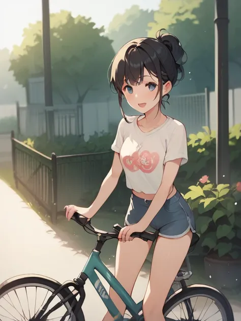  score_9,  score_8_ up,  score_7_ up,  score_6_ up,  score_5_ up,  score_4_ up,  anime，nsfw，  uncensored ，A small  is riding a small bicycle， ，An accurate and detailed bike，