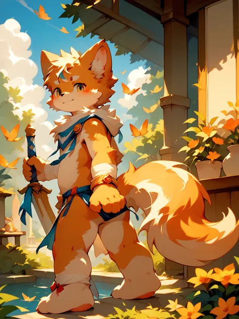 furry,full body shot,adult,detailed fur,masterpiece,ultra quality,highly detailed,8k,anatomically correct,hairy,fluffy,cat,gently smiling,chubby,shota,kawaii,hips up,raising hips,kemono,in doggy style, back to screen,in loincloth