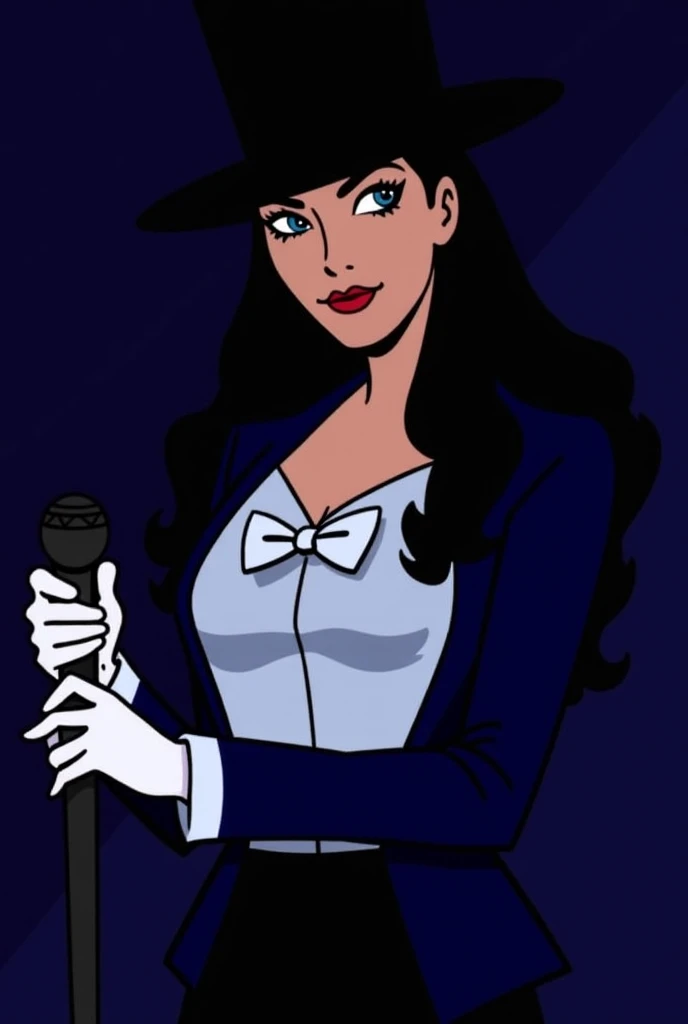  Generate an appointment with Zatanna Zatara (dcua  [ don't sexualize]  y that is faithful to the original design)  Zatanna who is wearing her heroine outfit , And let it be noted that the appointment is at a Gotham City restaurant outside the same.