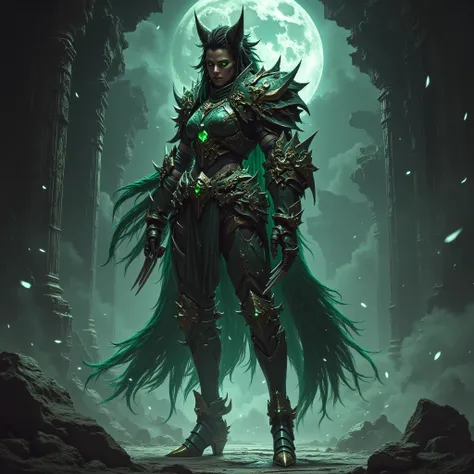 - Main Character, Adult Female "Lesotho", Beautiful, Tall, long legs, Wolf Ears and Tail (wearing Piercings), dreadlocks, glasses (Clear Green).

- Wearing a costume ("Full Sexy Armor").
Chest and Thigh Armor are slightly open.
Futuristic Costume Design.

...