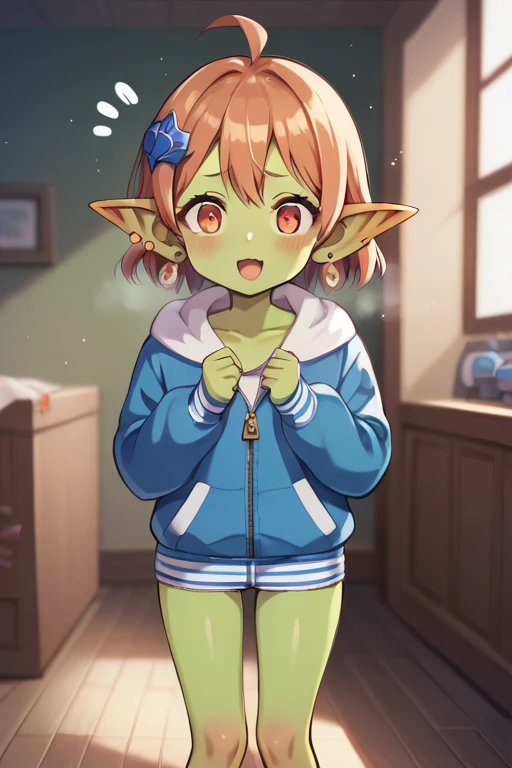  score_9,  score_8_  up,  score_7_  up,  score_6_  up,  anime line break ，nsfw，(  Detailed Biography :1.2)，  fisheye lens ，  very cute young girl ， short， toddler figure temptation ， file，By deadpolicius，  cute goblin young girl :1.2，  green skin，Long ears...