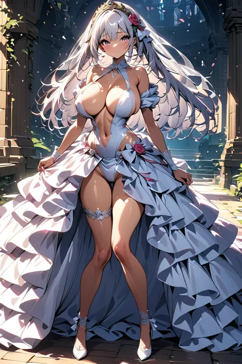 Big Breasts、 Wedding Dress、underboob、 cleavage、fullbody、 anatomically correct body