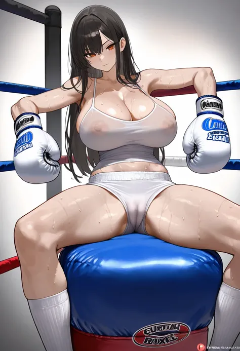 A boxing girl ，Slim,  low-cut camisole ,  real boxing gloves ,  Ultra HD, Retina,  masterpiece, Curation,  is anatomically correct,  textured skin,  super detailed,  height details, high quality, best quality,  high resolution, 4K, quality, Arrogant, long ...