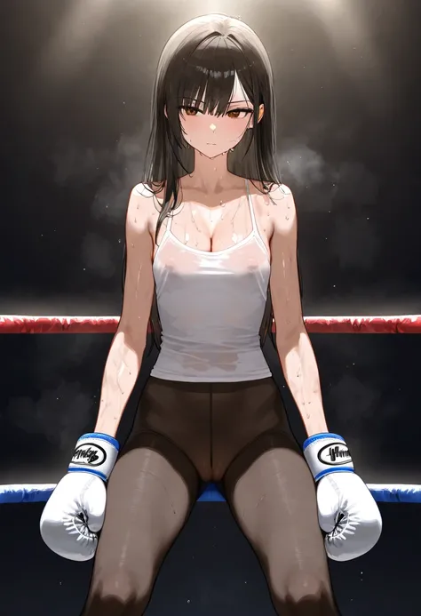 A boxing girl ，Slim,  low-cut camisole ,  real boxing gloves ,  Ultra HD, Retina,  masterpiece, Curation,  is anatomically correct,  textured skin,  super detailed,  height details, high quality, best quality,  high resolution, 4K, quality, Arrogant, long ...