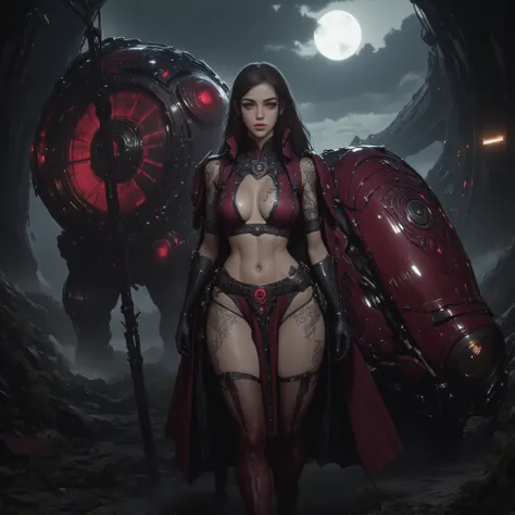 - Main Character, "Indonesian" Adult Woman, Beautiful, Tall, Long Legs, Full of Visible Traditional Tattoos.

- Wearing a costume ("Full Sexy Armor").
The Chest and Thigh Armor are slightly open.
Futuristic Costume Design with perfect details.
There is a '...