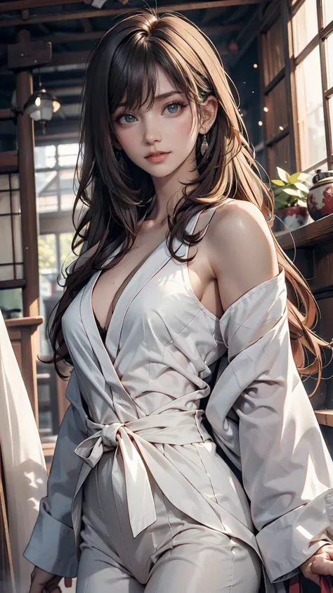  long hair, woman,  suit, slender, Age 25,  Japanese