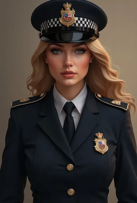 a full body image of a painting of a sexy , (extremely detailed), (best illustration), (beautiful detailed eyes), (best quality), (ultra-detailed), (masterpiece), (wallpaper), uk police uniform, looking at the audience, exquisite details, detailed faces,