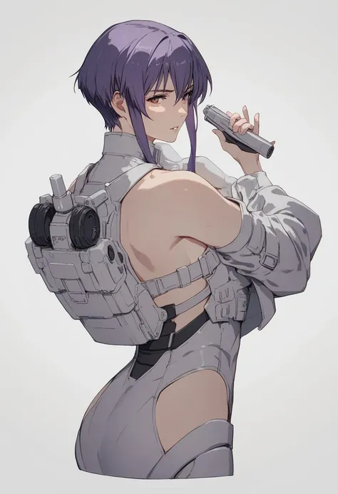 未pt，Picture of a woman dressed in a traditional style holding a gun,  Ghost in the Shell Art Style,  Ghost in the shell style , git, Motoko Kusanagi,  kashart kentz ,  unknown artstyle ,  Cyberpunk Anime Girl Mecha ,  GAINAX anime style , Masamune Shirow, ...