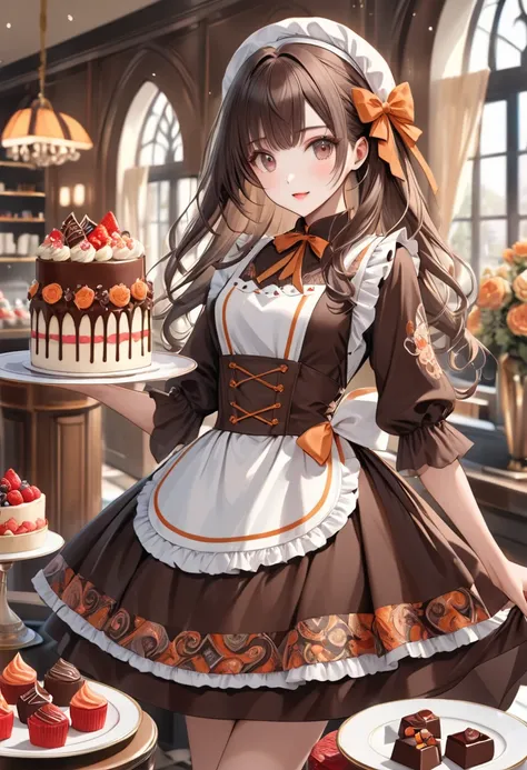 (( women), Alone,  classical European taste , cute and lean beauty, ( BREAK She Likes Faded Orange Chocolates ,  Aiming to Be a Pastry Chef , \Maiden Heart in Love \)),  BREAK She Likes Faded Orange Chocolates ,  Aiming to Be a Patissier Day 々In training, ...