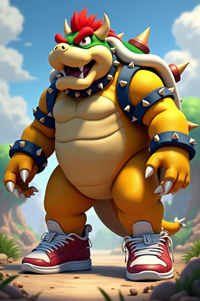 bowser wearing sneakers