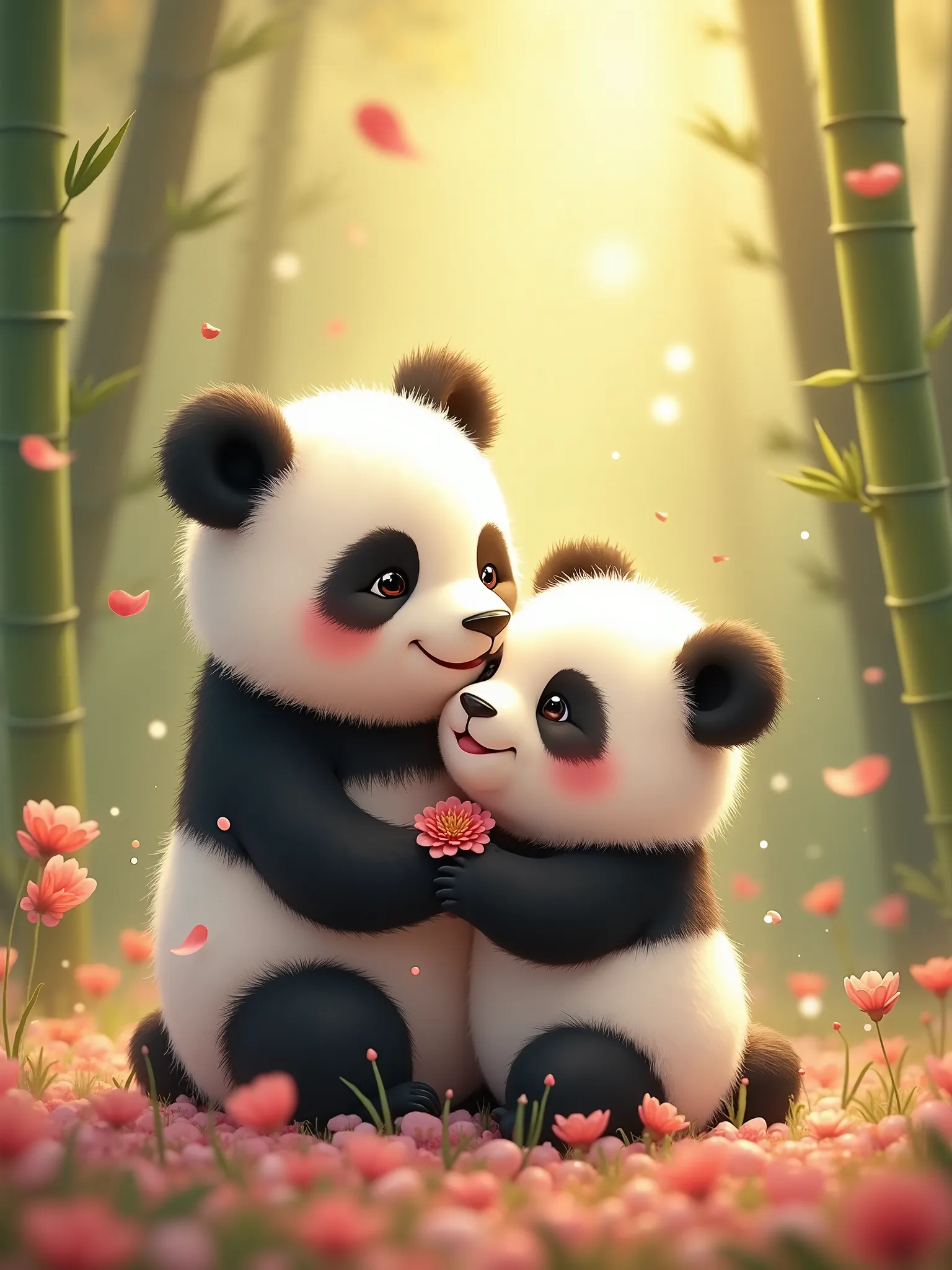 Create a  panda in love 