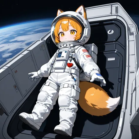 Adorable,loli,astronaut,spacesuit,space_helmet,gloves,fullbody,1girl,fox_girl