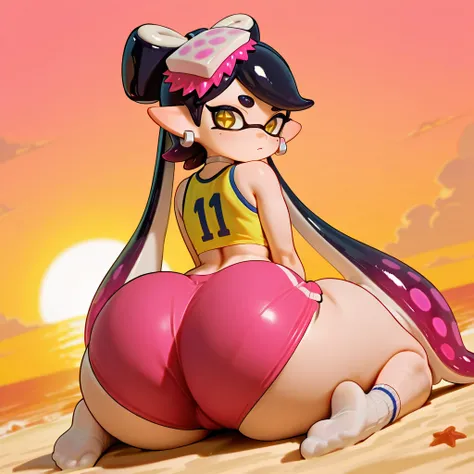 pontuação_9, pontuação_8_acima, pontuação_7_acima, pontuação_6_acima, pontuação_5_acima, pontuação_4_acima,callie, splatoon,huge thighs,tall girl,in a beach, she is so cute, romantic date,she is very thicc,small breast but big hips,sport shorts, sport shor...