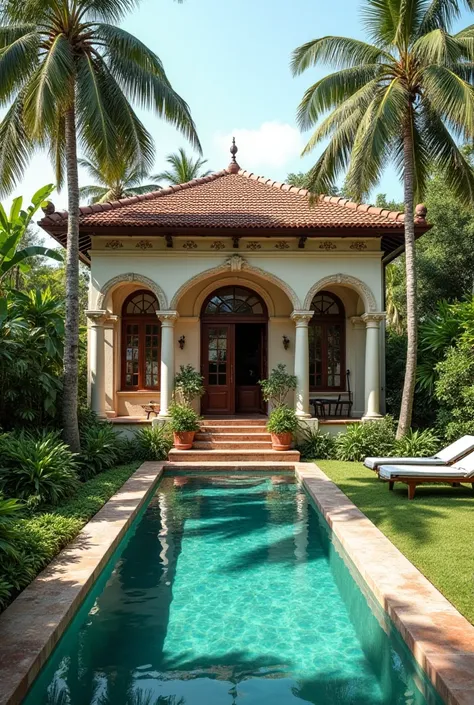 Colonial style rest house with pool on a plot of 8 meters by 13 meters 