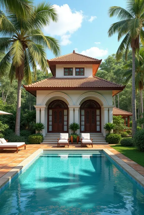 Colonial style rest house with pool on a plot of 8 meters by 13 meters 