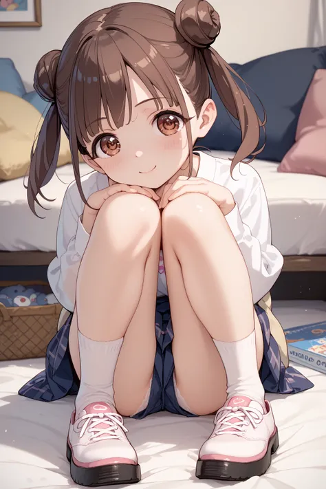 ((sonoda chiyoko:1.5),(brown hair,double bun,twintails,brown eyes:1.0),( female 1:1.5),(full body,between legs focus、from front,ローアングル)、パンティー