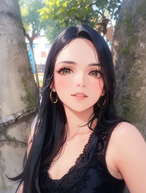 arafed woman with long black hair standing next to a tree, lorena avarez, alanis guillen, fernanda suarez, pilar, profile image, estefania villegas burgos, photo of a woman, magda torres gurza, beautiful mexican woman, adriana dxim, jenny seville, about 3 ...