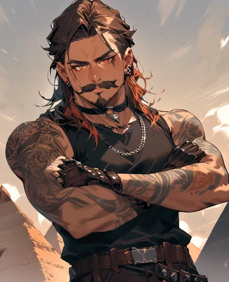 Tuuku is a slim young man with amber eyes and brown hair shaven on both sides, which extends to the shoulders. He styles his facial hair into a mustache and a goatee. A big sleeve tattoo covers one of his arms.

He only swears by black clothing: fit tank t...