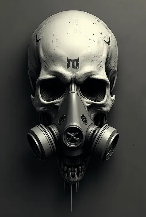 scary skull with gas mask logo single color