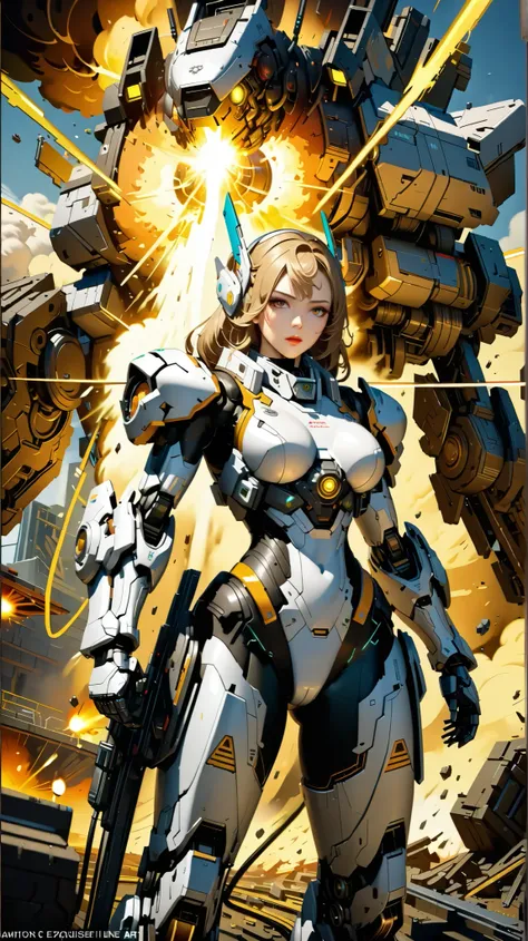 (( top quality)),(  Supernatural),(  very detailed),(  Detailed Explanation ),((  best CG  )),(  BEST ARTWORK  ), Ultra-precise art,  Amazing Painting Art,(Exquisite sci-fi art:1.5),  Female Robot,  Beautiful Well-Dressed Face , sharp mechanical eye, Raise...