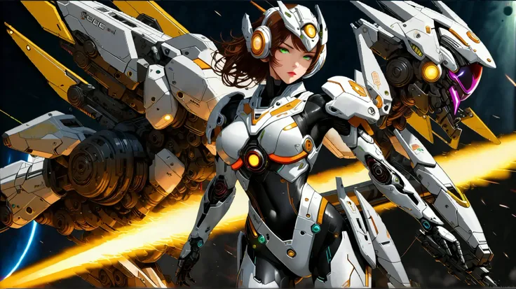 (( top quality)),(  Supernatural),(  very detailed),(  Detailed Explanation ),((  best CG  )),(  BEST ARTWORK  ), Ultra-precise art,  Amazing Painting Art,(Exquisite sci-fi art:1.5),  Female Robot,  Beautiful Well-Dressed Face , sharp mechanical eye, Raise...