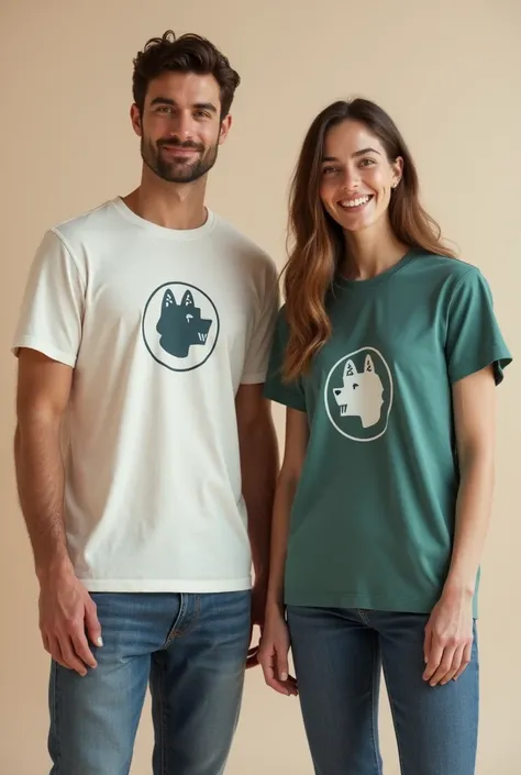 Male and female Models wearing t shirts drop shoulders and simple t shirts with different colours of each shirt and different print and The Shepherd logo on each shirt