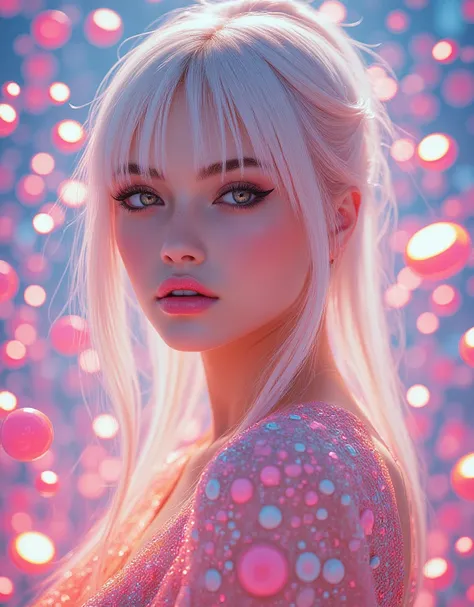  fantastic虹の泡の美しい王女、1 Female、 Elegant Poses  、 fantastic、 dreamy 、colorful rainbow bubbles  , Shining Light,  mystical ,  pastel colors  ,  cinematic lights,  Fantasy ,  digital art ,  Concept Art ,  Masterpiece,  top quality, 8k,  Learn more,  photorealis...