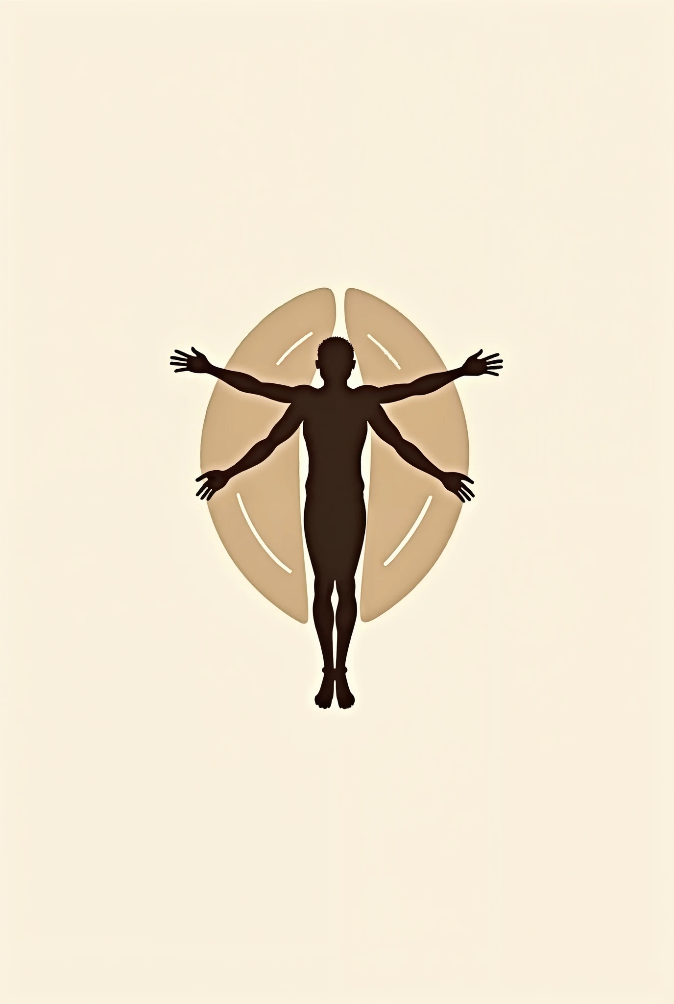 can you make me a a logo with a coffee bean on the back of a vitruvian man. give some details to the man