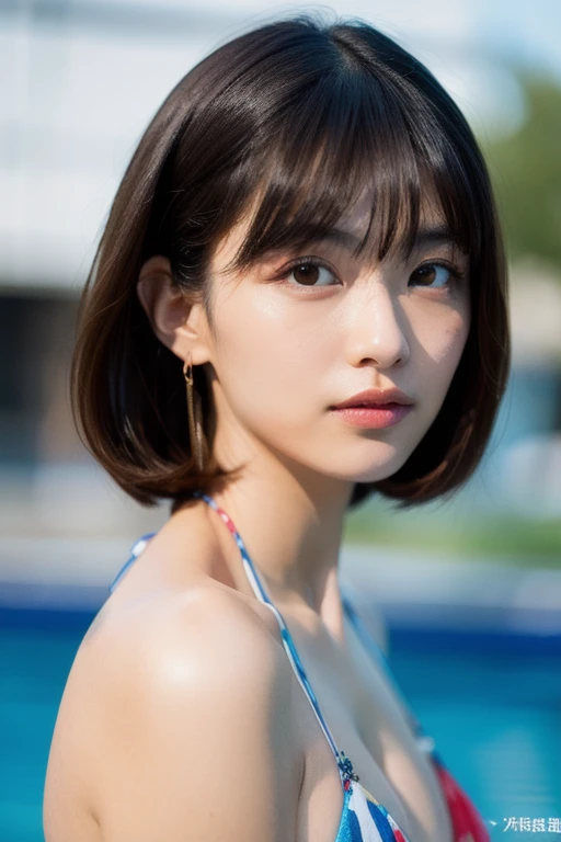 ８k、 top quality、 High Res Photos、Photorealistic、 portrait 、photograph、 very detailed、Natural dimming、 looking at camera、 1 girl、 perfect body、" Energetic Japanese Gal、Fancy hairstyle（ Bowl Cut）、Light-colored hair（gold or silver）、Heavy makeup Eye makeup wit...