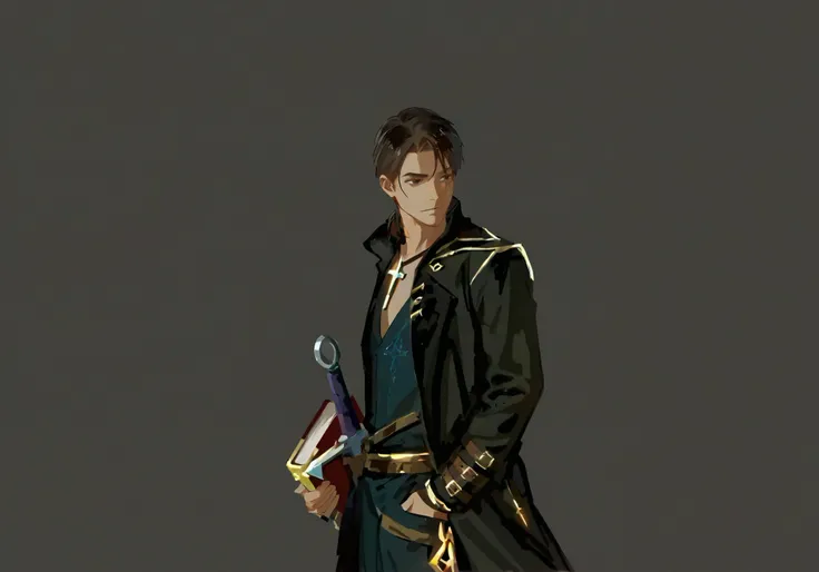 man, 1boy , masterpiece, best quality, 1 warrior, 1 vicar, The Magician with the Book, bare-haired maple, keep the prototype,