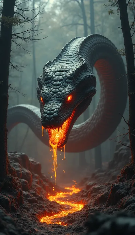 Certainly! Here’s a reimagined version placing the colossal, terrifying snake within a forest setting, with a super cinema-quality, ultra-realistic tone:


---

Amidst the depths of an ancient forest, where the canopy once whispered with the gentle rustlin...