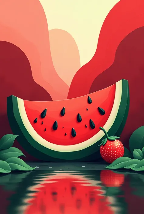 Poster using watermelon .  Abstract composition on the theme of watermelon.