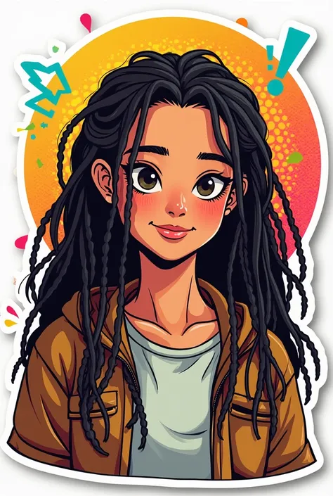 sticker,  girl with dreadlocks,  white girl ,  comic book style 