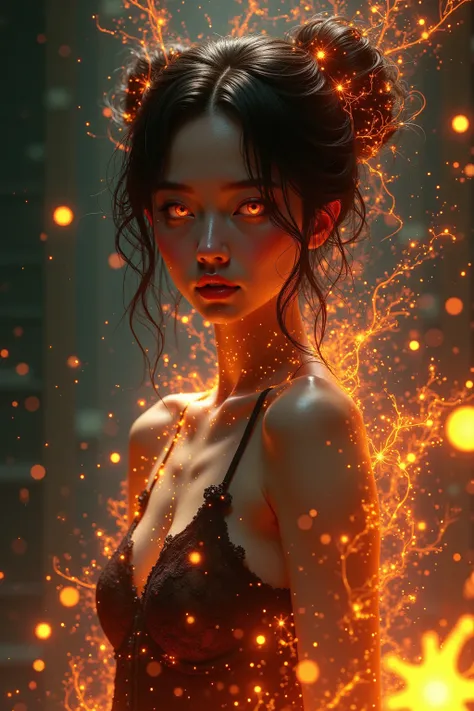 ((  Best Quality )), (( masterpiece)), ( detailed:1.4), 3d,  A picture of a beautiful cyberpunk Asian woman， with plump boobs ,Light Particles,  pure energy chaos anti-technology ,HDR ( high dynamic range ), ray tracing,NVIDIA RTX, super resolution,Unreal ...