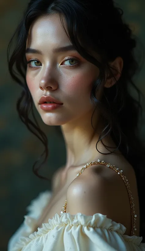 Beautiful Sony α7R IV, 1/320s, f/2.8, ISO 400, .Cinematic hyperrealism: Cinematic hyperrealism: imagine a highly visual image, imbued with raw emotion and melancholy. Cinematic photorealism: Use hyper-realistic textures, particularly for the skin, hair and...