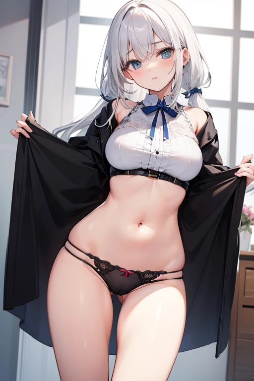 white-haired girl panties with open legs sexy