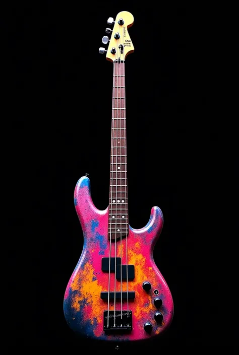 Image of the instrument against bass, in polychrome paint format, with black background 