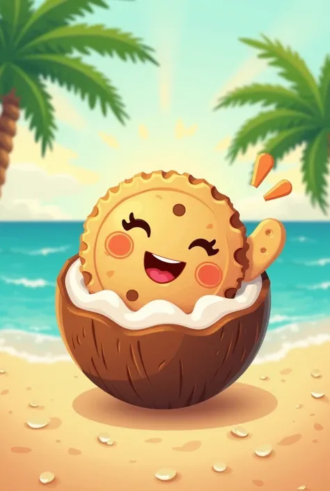 Make a logo brand named "cocookies" combine cookie with coconut