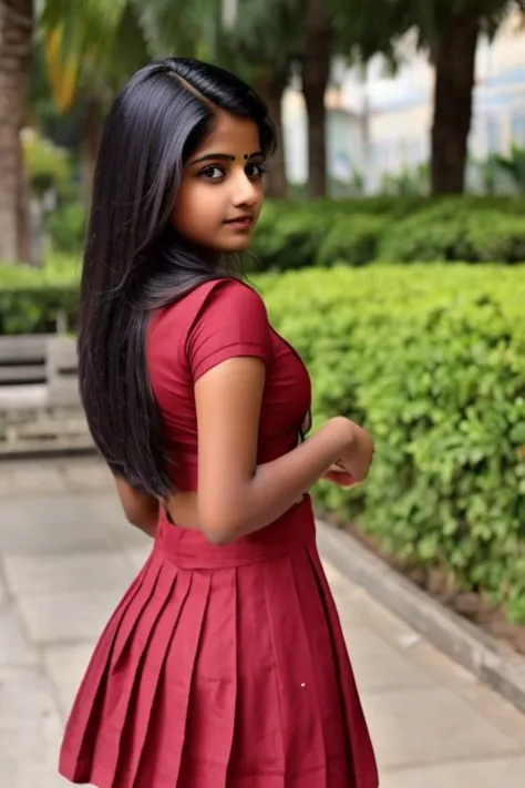 A creepshot  of a south Indian petite dusky women in school dress